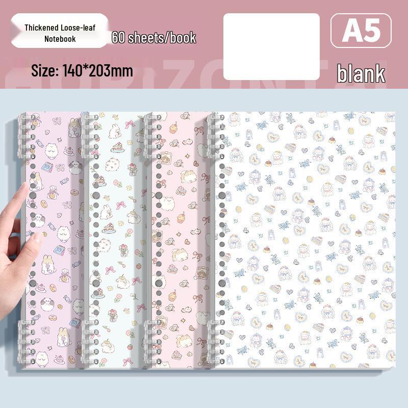 A5 Cream Puff Loose-Leaf English Notebook—Detachable, Thickened, Four-Line/Three-Grid for Junior & Senior High Students