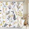 Bathroom Flowers Shower Curtain Watercolor Plant Floral Art Polyester Fabric Shower Curtain 180 * 180Cm With 12 Hooks