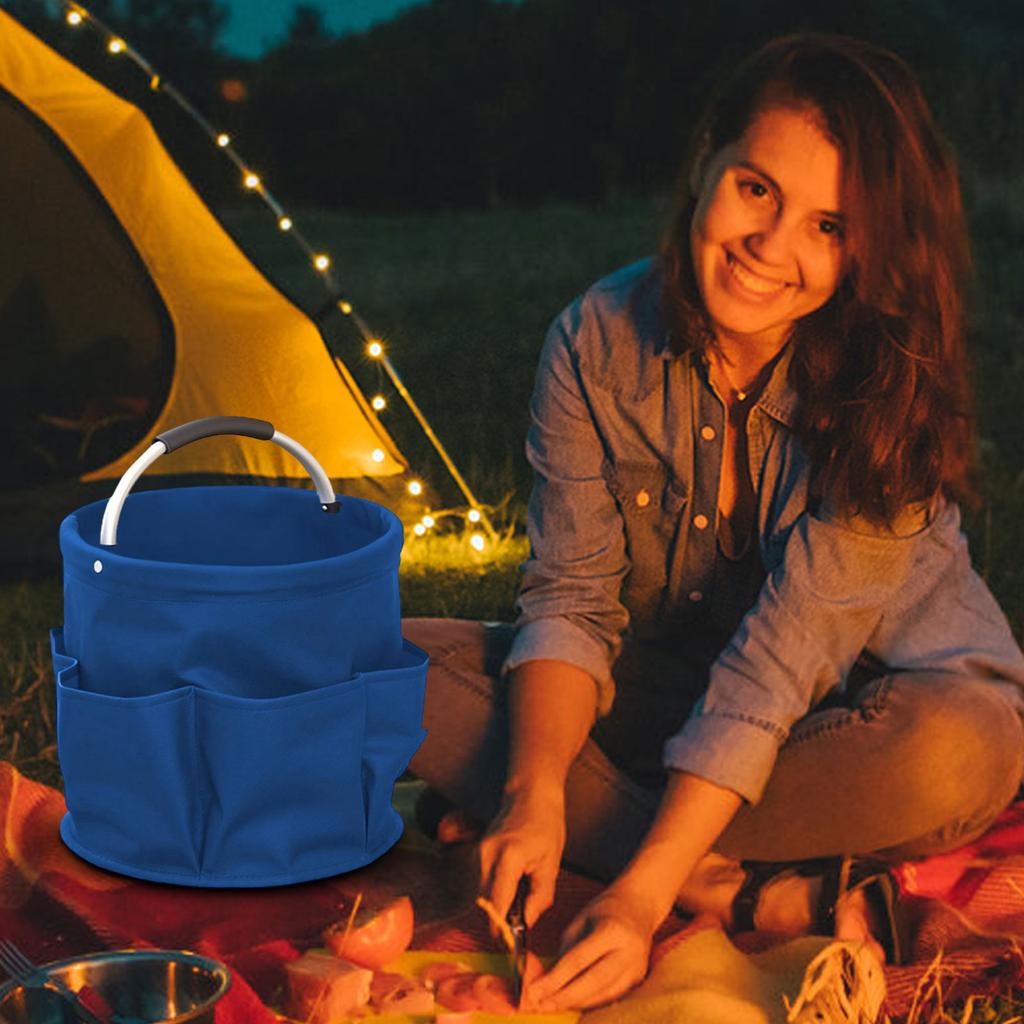 Outdoor Camping Picknickkorb mit mehreren Außentaschen, strapazierfähigem Griff und Kordelzugverschluss für einfache Aufbewahrung und Transport