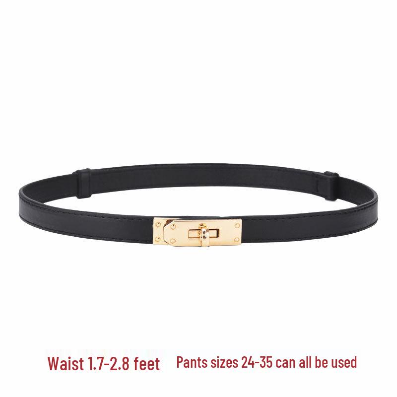 

2025 Жіночий Тонкий Ремінь з Натуральної Шкіри для Суконь та Штанів - Дизайн з Коров ячої Шкіри Високого Класу. чорний