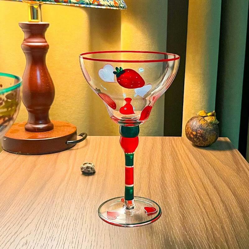 LISM Хрустальный бокал для клубничной маргариты, расписанный вручную