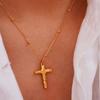 European and American High-end Cross Shape Design Necklace Set with White Diamonds Natural Pearls Hip-hop Niche Jewelry