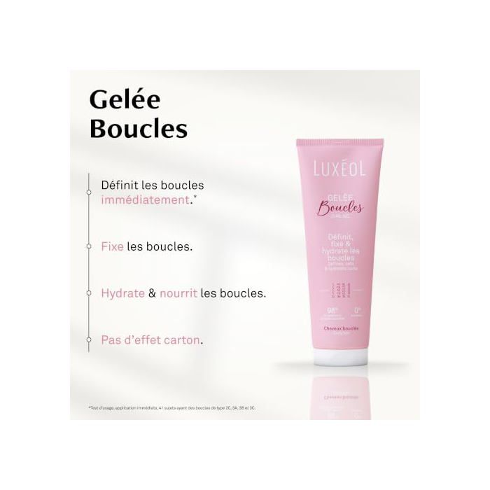 Gel coiffant - Luxéol Gelée Boucles 2C-3C - Définition et fixation - Hydratation naturelle - Cheveux bouclés/frisés