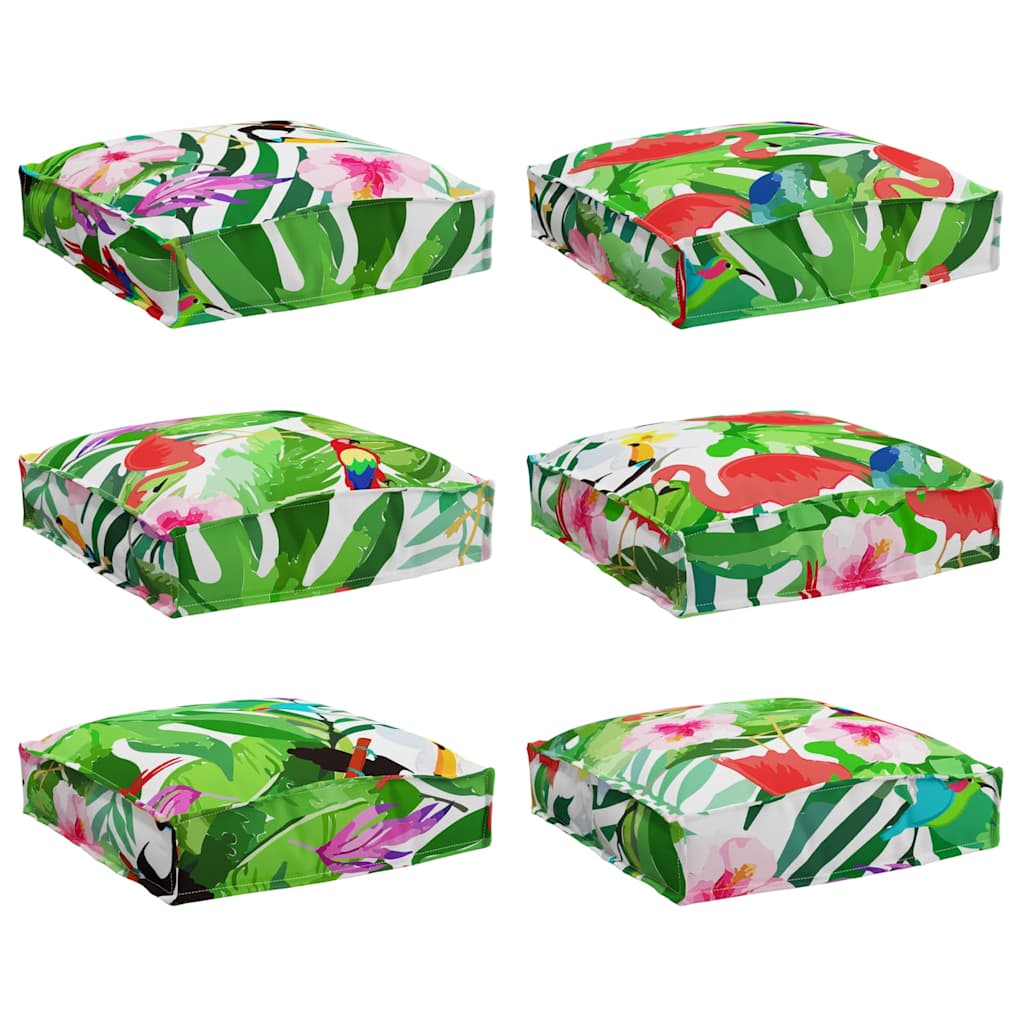 Floral Cushions 6 pcs Multicolour 40 x 40 x 8 cm Oxford Fabric