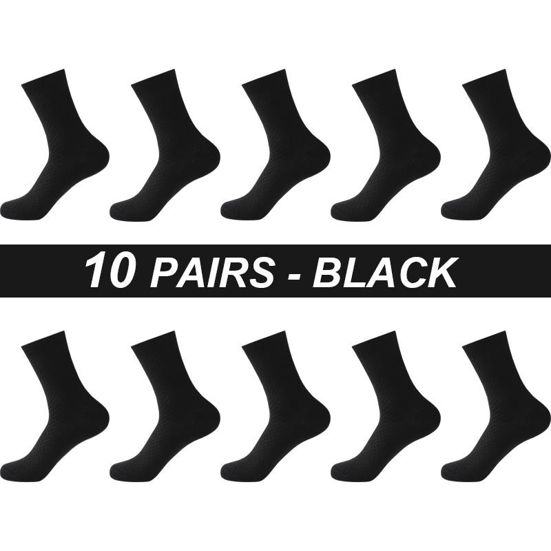 High Quality 10 Pairs Men Bamboo Fiber Socks Breathable Compression Long Sock Business Casual Male Large Size 38-45