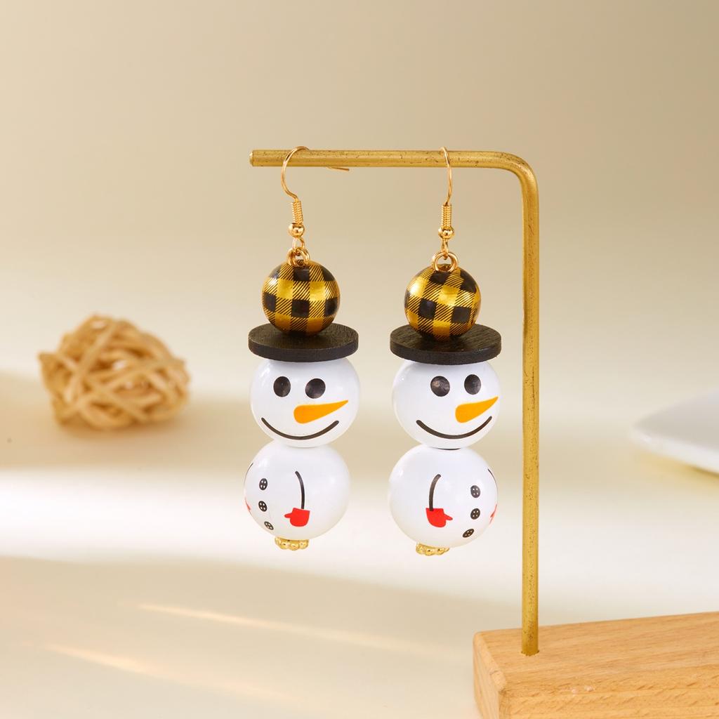 Creative Wooden Christmas Santa Claus Snowman Dangle Earrings Handmade Cartoon Drop Earring Holiday Jewelry Gift For Women Men
