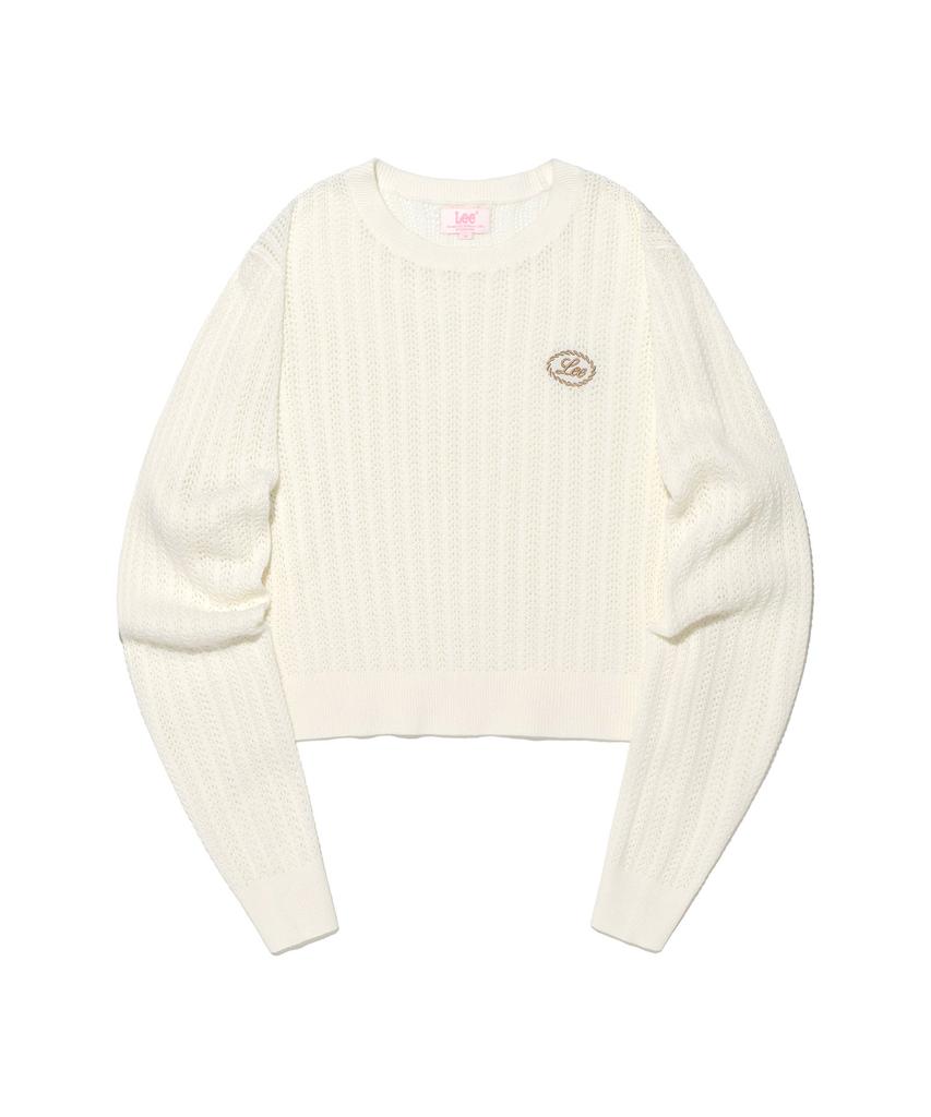 LEE Women'S Round Neck Scallop Knit Ivory