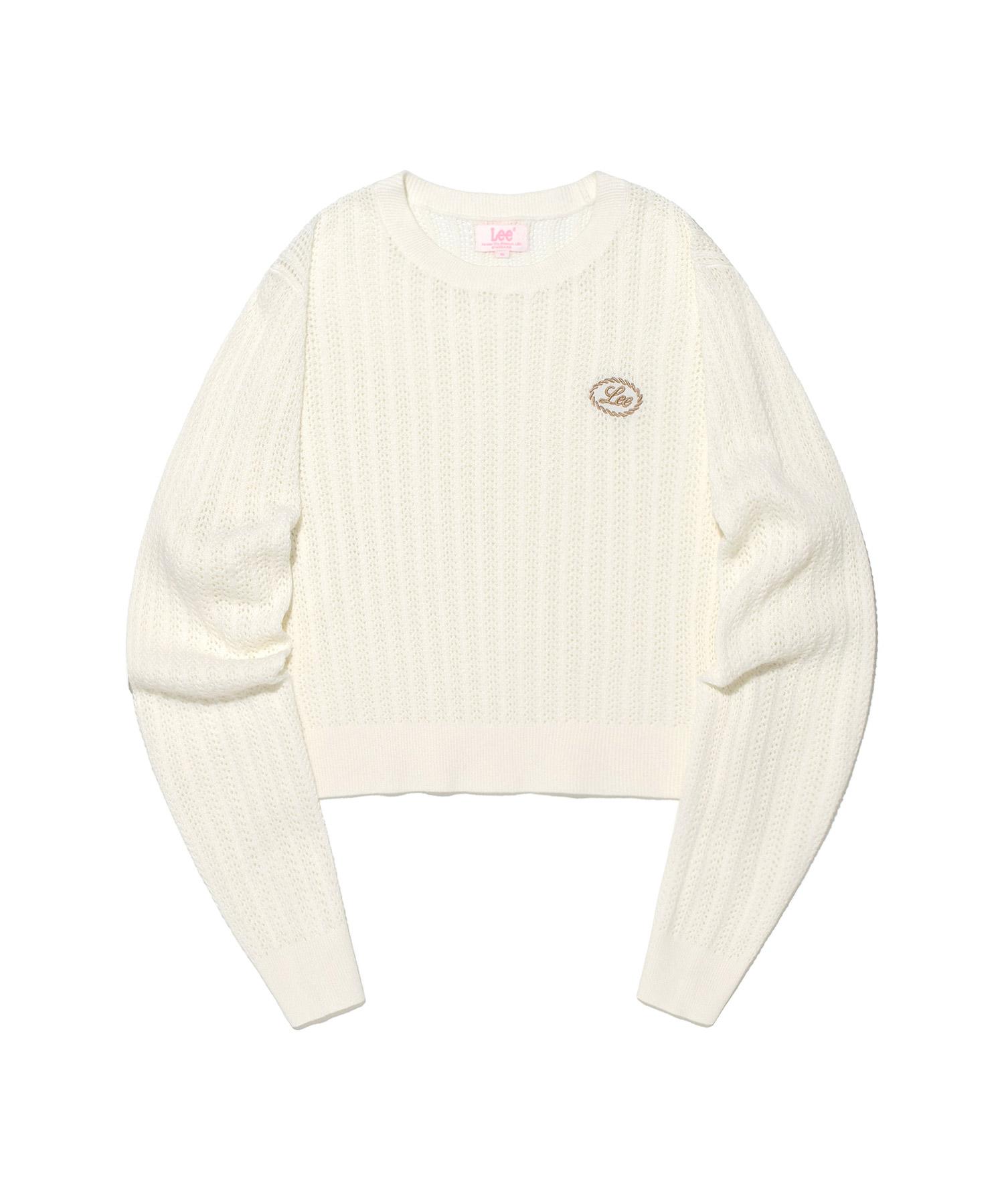 Lee Women S Round Neck Scallop Knit Ivory M