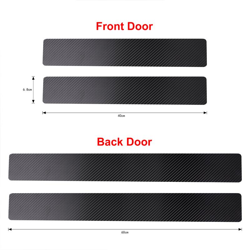 4Pc Black Car Door Stickers Carbon Fiber Plate Car Sticker Sill Scuff Cover Anti Scratch Decal Universal For All