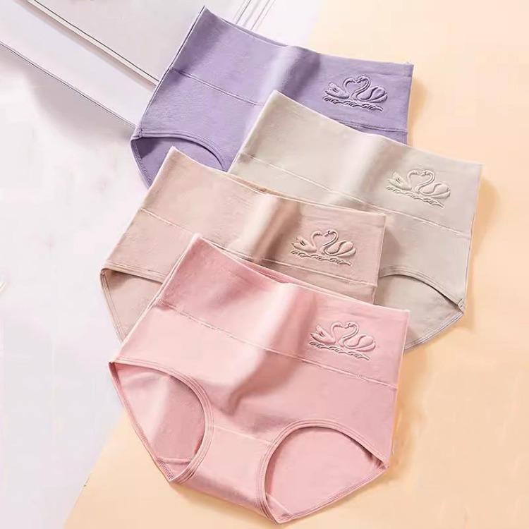 

Хлопковое нижнее белье с высокой посадкой для женщин, набор 4 шт., дышащие трусики с принтом, размеры для девочек от M до 5XL 5XL