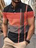 Trendy geometric short-sleeve polo shirt, casual stylish top for daily wear.