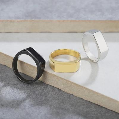 7MM Titanstahl Quadratischer Partnerring - Europäischer & Amerikanischer Stil Bestseller