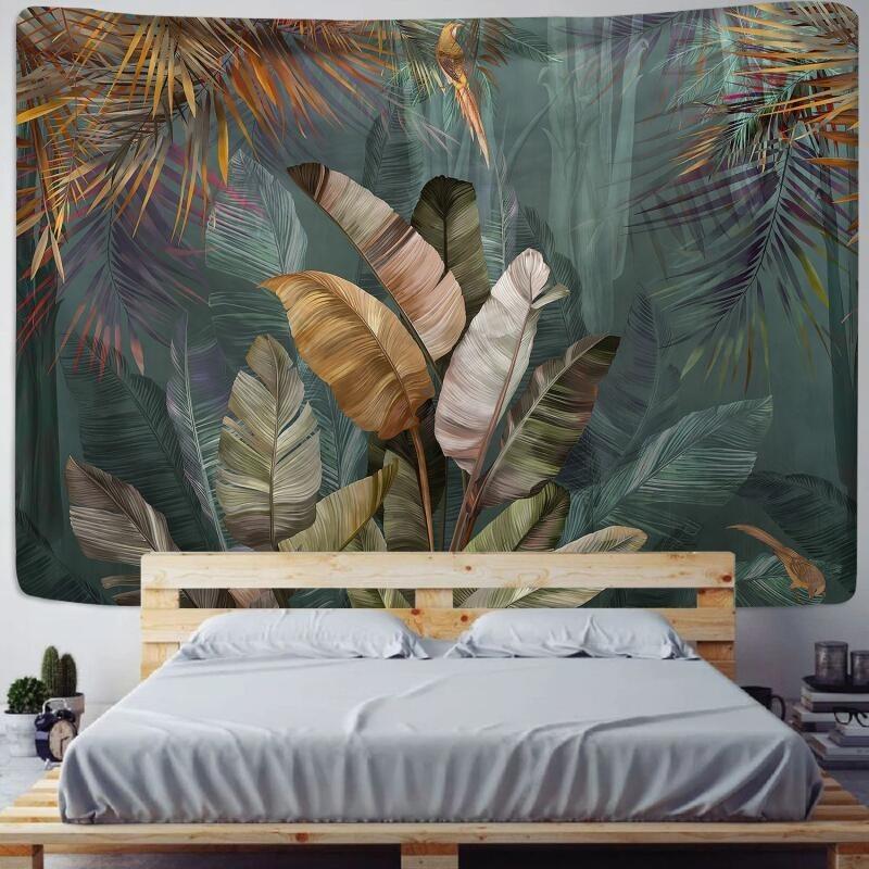 Wandteppich, Pflanzenserie, bedruckt, für Zuhause, zum Aufhängen, Stoff, Wandbehang, Strandtuch, Strandsitzdecke