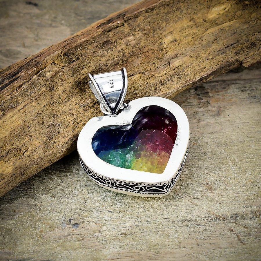 Rainbow Solar Quartz Gemstone 925 Sterling Silver Jewelry Pendant 1.73" M-176
