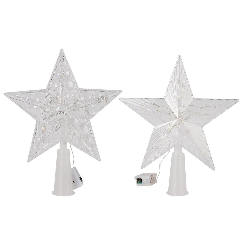Festive Luminous Star Tree Topper - Transparent Lighted Five-Pointed Star for Christmas Decoration