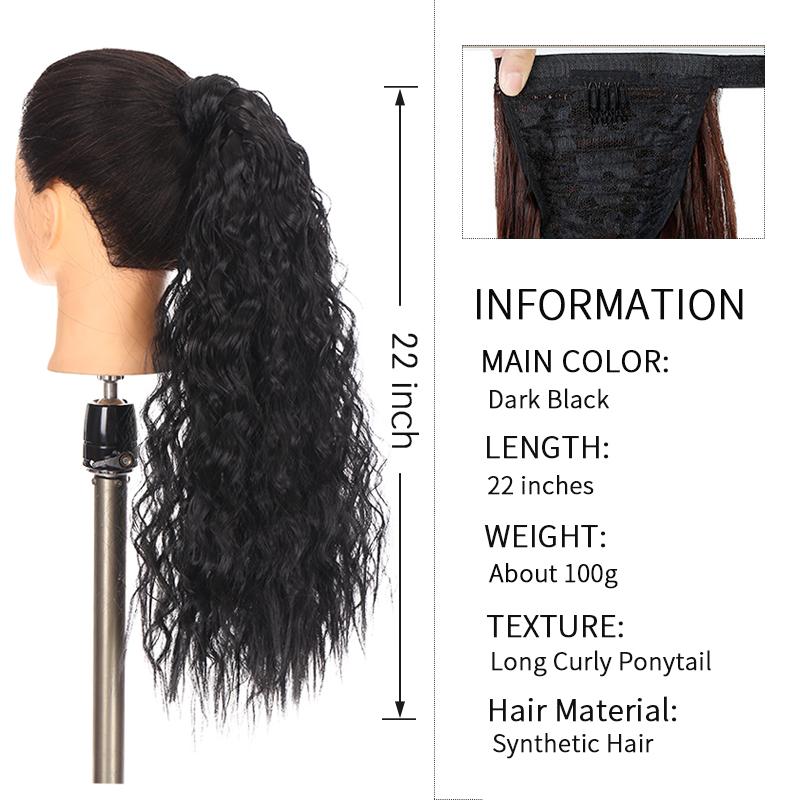 

LUPU 24-дюймовый длинный волнистый хвостик, искусственные волосы, синтетические наращивания, термостойкие волосы на липучке, обертка вокруг пони, шиньон для женщин 60CM