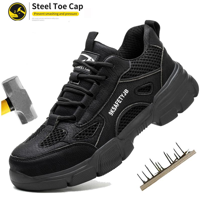 Light Work Shoes Steel Toe Boots for Men Low Top Work Sneakers Comfortable Safety Shoes for Construction and Exploitation Site