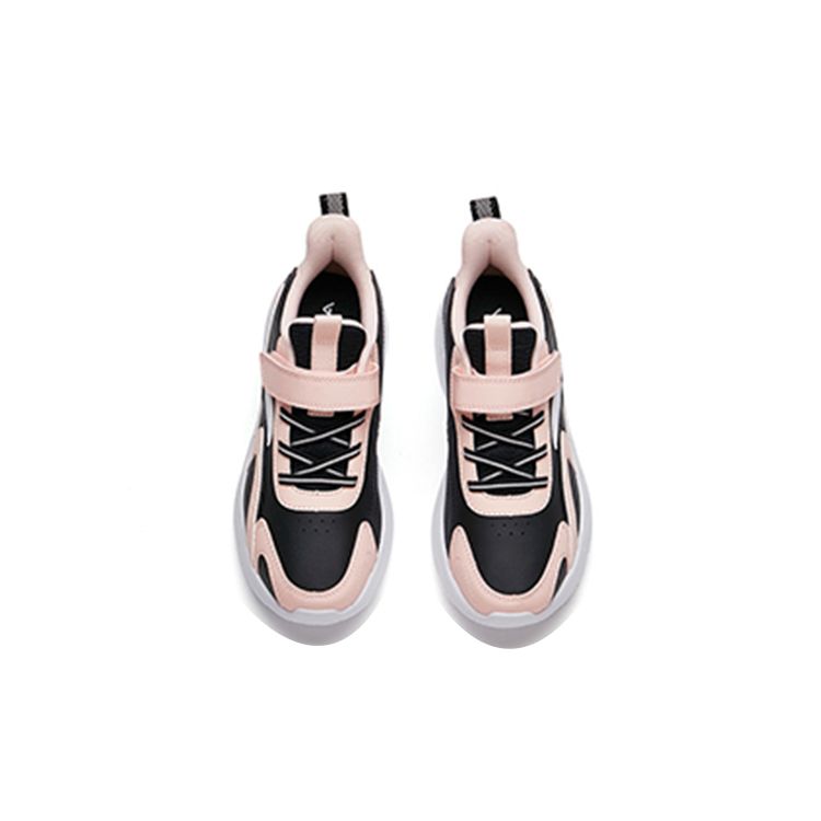 Anta Kids Velcro Non-Slip Durable Low-Top Running Shoes Kids Sneakers Black Pink A322135569-2