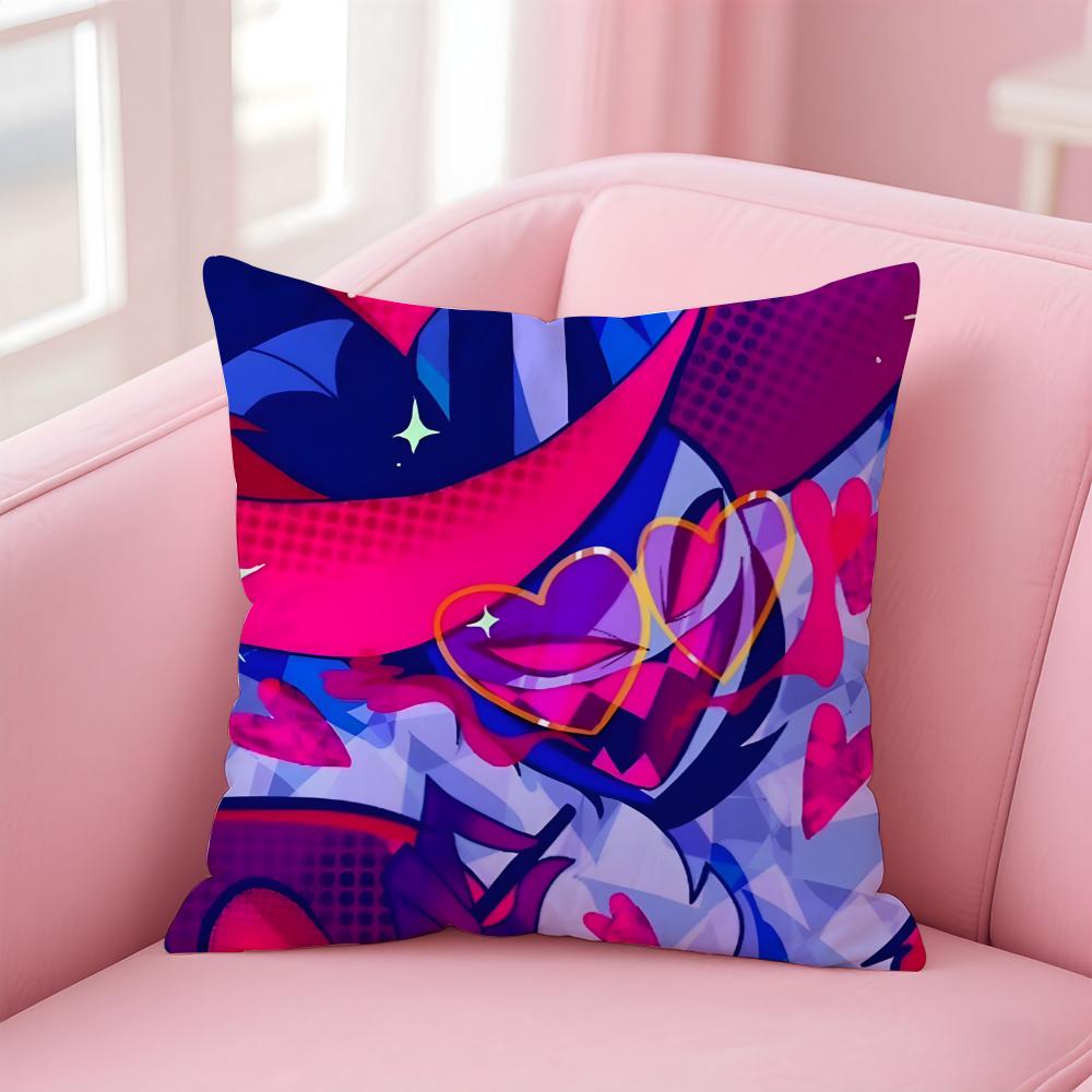 H-Hazbin H-Hotel Anime Cushion Cover Home & Car Multi-Scene Pillow Cover - Reversible, Soft & Durable for Daily Use