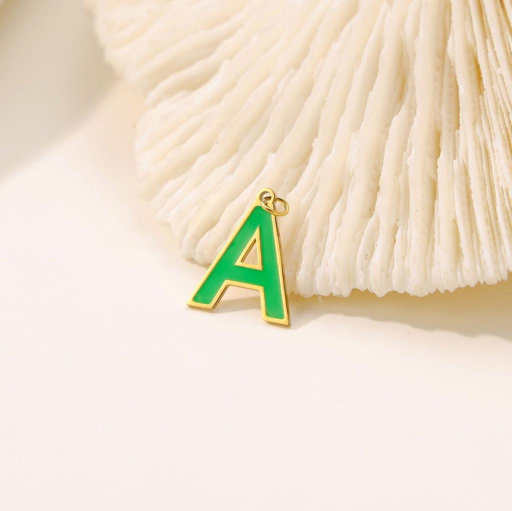 CARLIDANA Hot Sale New Style Hot Sale DIY Accessories Oil Drop Colorful Initial A -Z Letter Brand Stainless Steel Pendant Charms