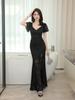 KTV Sauna Technician Deep V Evening Gown – Elegant and Sexy Dress for Work and Banquets