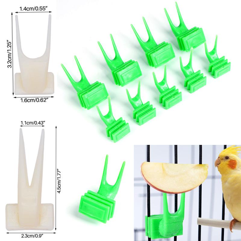 10Pcs Plastic Bird Food Holder for Parrots And Pets Fruit Forks Feeding Supplies Suitable for Cage Feeding Medium/Large Sizes