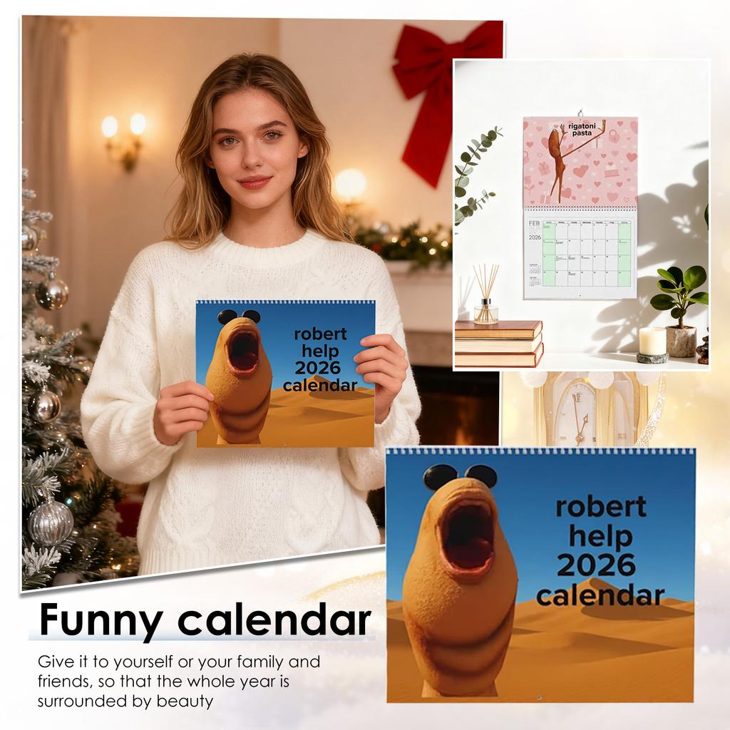 Väggkalender 2026, rolig VR-chattmeme-present, semesterplanerare, hängande väggkalender, perfekt för hemmet