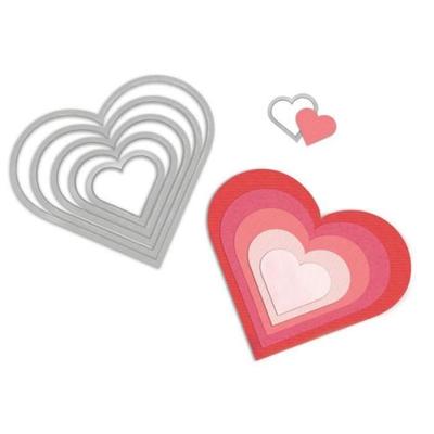 Cutting Die - SIZZIX - Framelits Set 6 Pieces - Hearts - Multicolor - Mixed