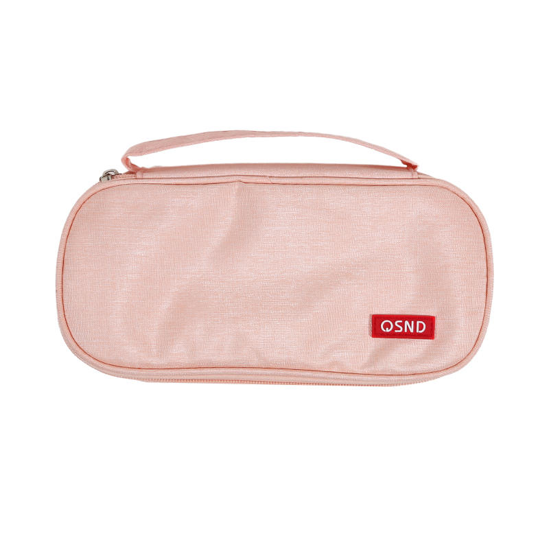Handheld Double-layer Pencil Case Oxford Cloth Solid Color Student Case Pencil with Pen Clip Compartment Storage Bag School Stationery