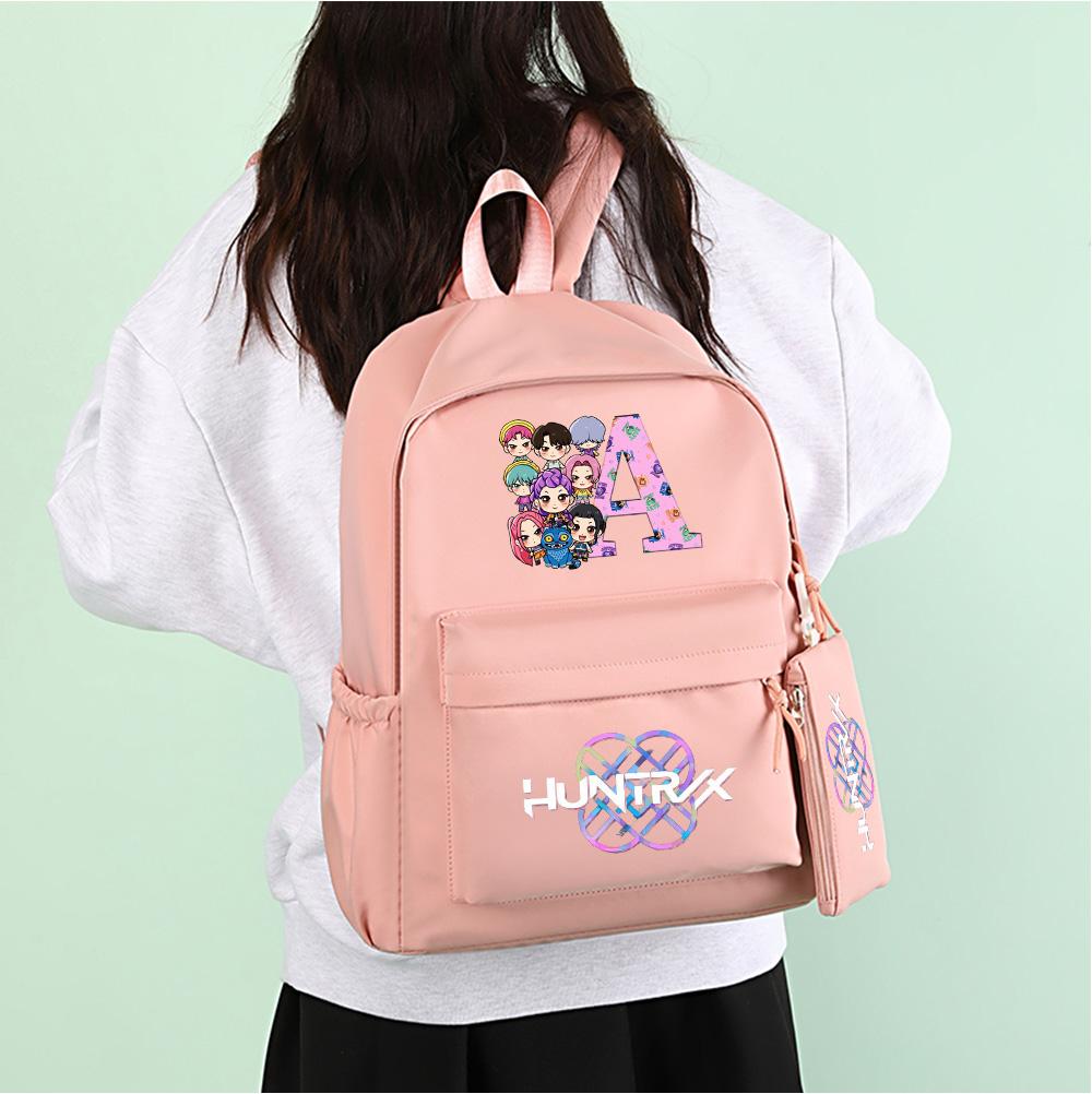 3Pcs/set 26 English Letter K-Pop Printed Backpack with Handbag Pencil Case for Teenager Student Boy Girl Schoolbag Bookbag Large Capacity Travel Bag