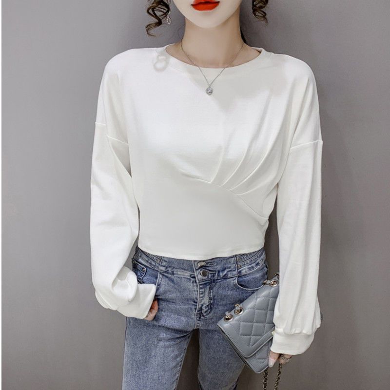 Small and Short Styles Paired with Pullover Sweaters Women's Spring and Autumn New All-match Loose Fashion Bottoming Shirt