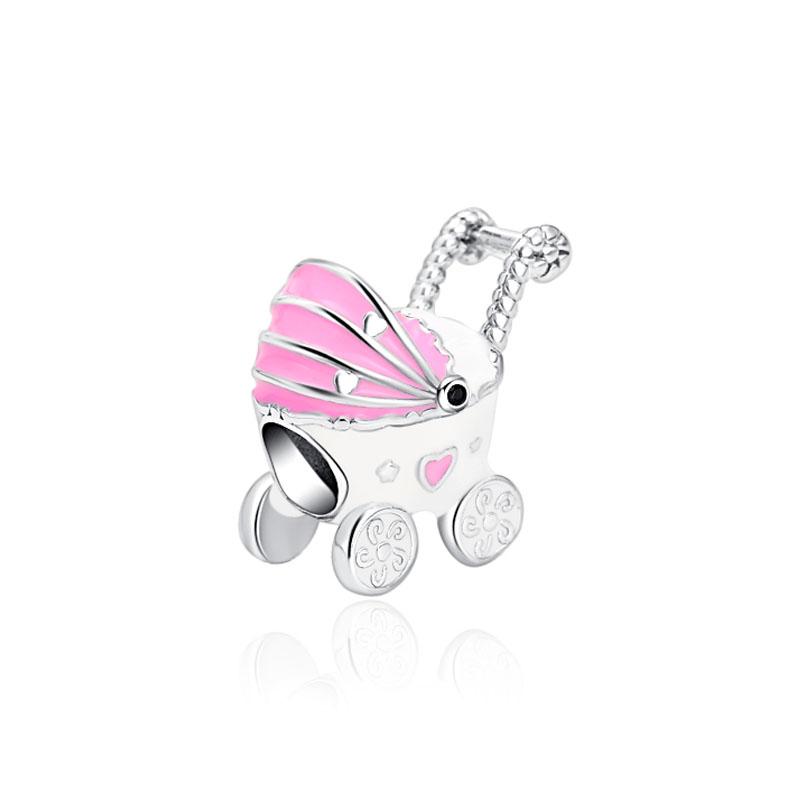 Fit Original Charms Bracelet 925 Silver Plated Pendant Pink Series Heart Flower Spring Butterfly Bead Women DIY Jewelry Making