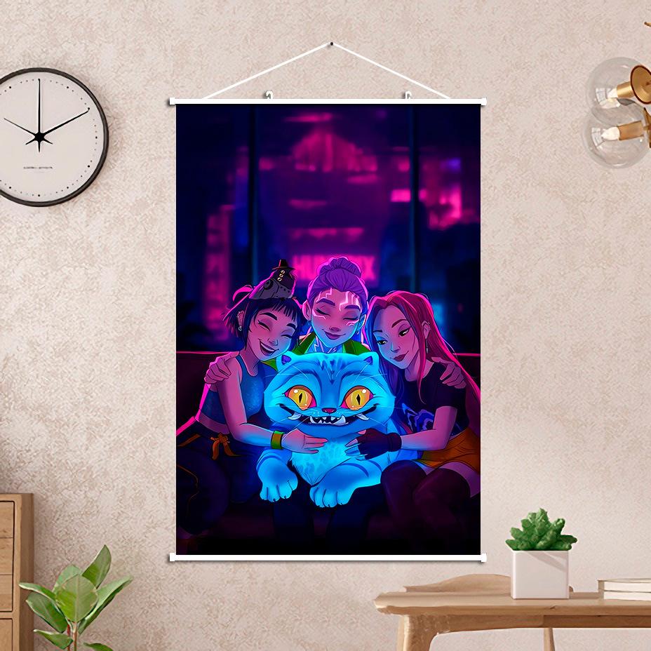 Hunter Girls K-Pop Demon Hunters Hanging Scroll (60x90 CM) Wall Art