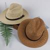 Hat Men's Summer Straw Hat Casual Beach Seaside Sun Hat Jazz Top Hat Sun Hat Women's Sunscreen Big Brim