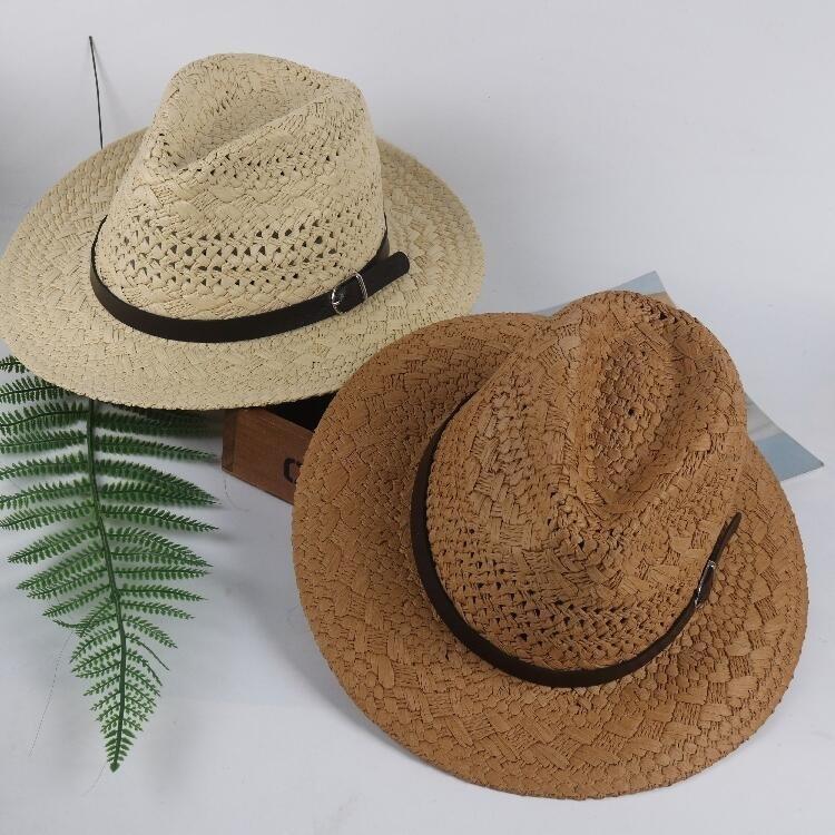 Hat Men's Summer Straw Hat Casual Beach Seaside Sun Hat Jazz Top Hat Sun Hat Women's Sunscreen Big Brim