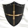 Medieval Crusader Shield Black and Gold Templar Cross Knight Armor Wall Decor Handmade