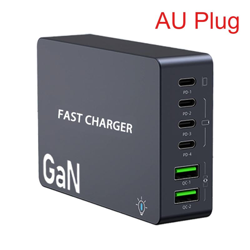 220W GaN Desktop Charger 6-Ports PD 100W USB Type C QC 3.0 Fast Charging Station for IPhone 16 Pro Tablet Macbook Samsung Laptop