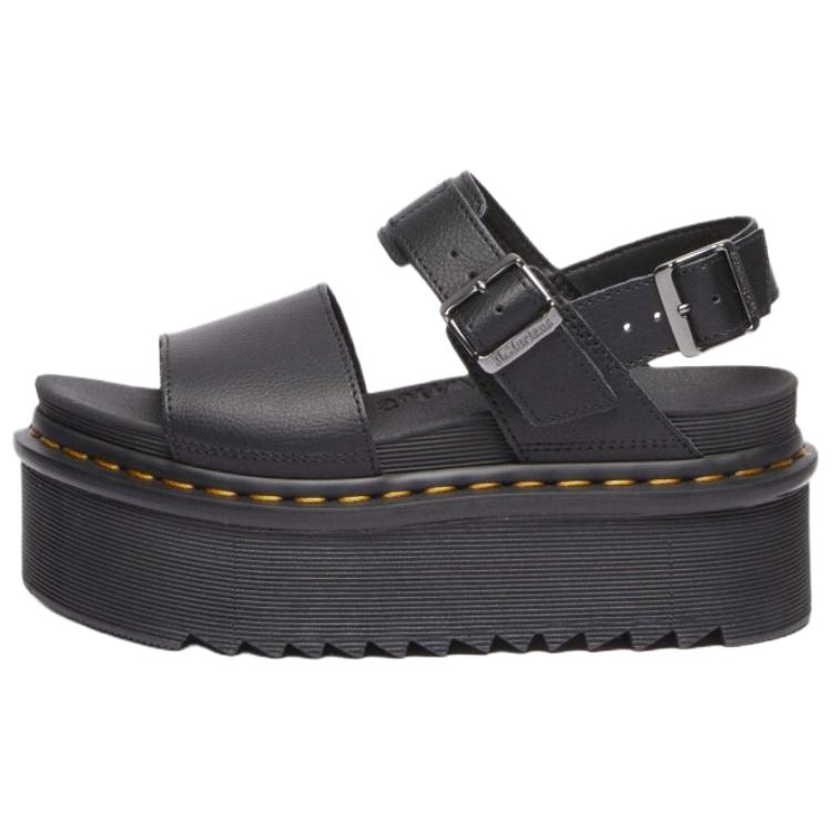 Доктор. Dr. Martens Voss Кожаные Модные Сандалии на Одной Лямке 4.5см Унисекс Сандалии Черные 31537001 39