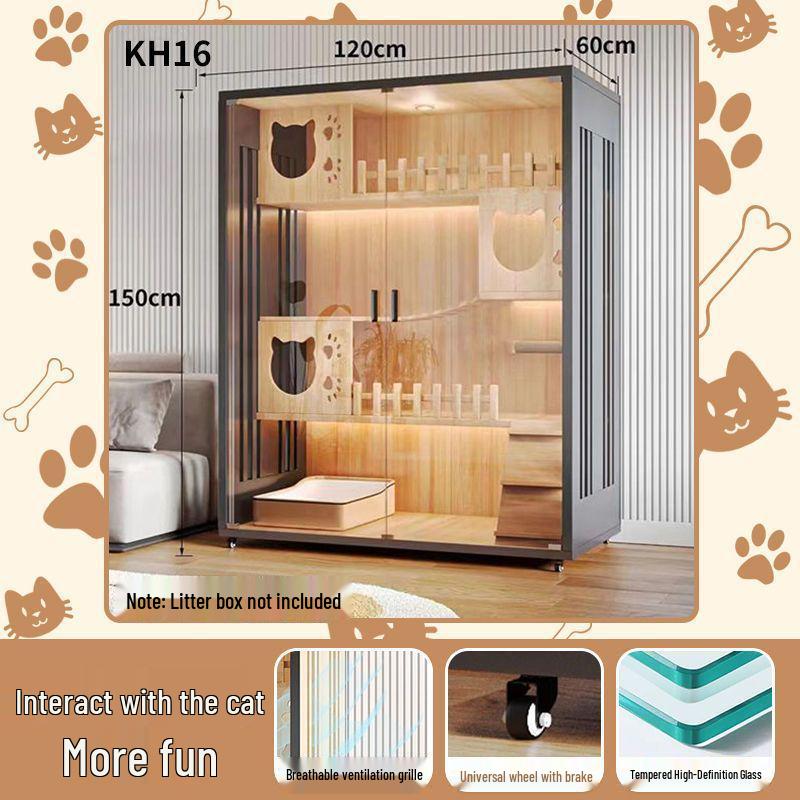 Wooden Indoor Cat Villa: Multi-Functional Pet Cabinet Shelter and Bed
