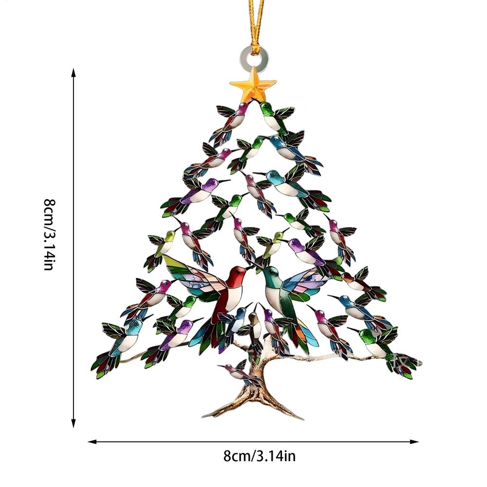 

8cm Hummingbird Window Sun Catchers Stacked Hummingbird Christmas Tree Ornament 2D Acrylic Wall Art Pendant Decor