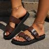 Large Size Belt Buckle Flat Slippers Women's Summer One-word Belt Sandals Women