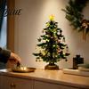 Mini Xmas Tabletop Decor with Lights Wooden Christmas Tree Advent Calendar 2026 24-Day Interactive Gift for Kids Ornaments Countdown Holiday