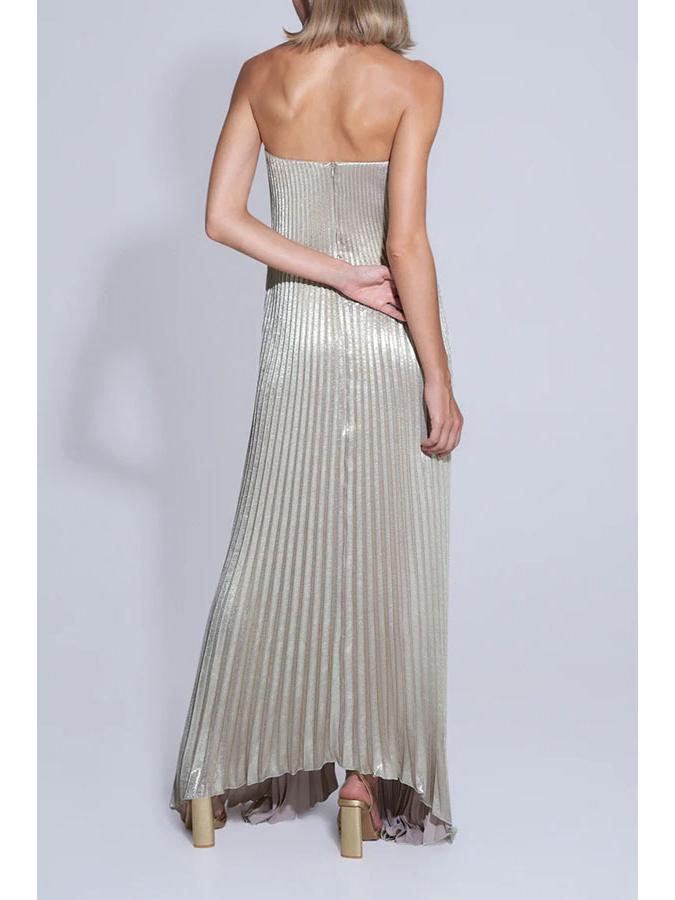 Damen trägerloses gefaltetes Kleid - Sehr weiter Saum Abendkleid Rock 8139