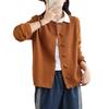 2025 early autumn new national style buckle simple knitted cardigan women's solid color round neck long sleeve retro casual sweater