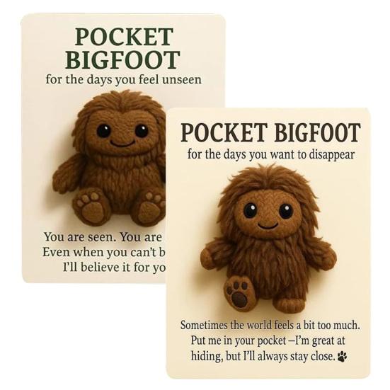 Pocket Sasquatch Plush Doll Emotional Support Stuffed Mini Sasquatch Portable Positive Animal