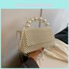 Lady Small Pvc Handbag With Pearl Accents For Casual Fashion Moments