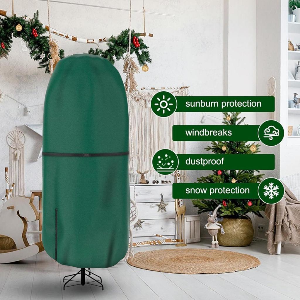 Christmas Tree Cover with Adjustable Straps, Durable Upright Xmas Tree Storage Bag with Zipper Drawstring Waterproof Dustproof