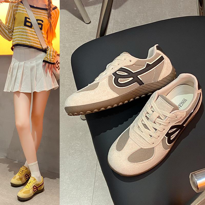 Korean version 2025 summer lightweight retro Forrest Gump board shoes women's sand gray mesh breathable casual sports training shoes