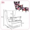 ARI PRINT Wing Chair with Footrest Scandinavian Family Meble Floral