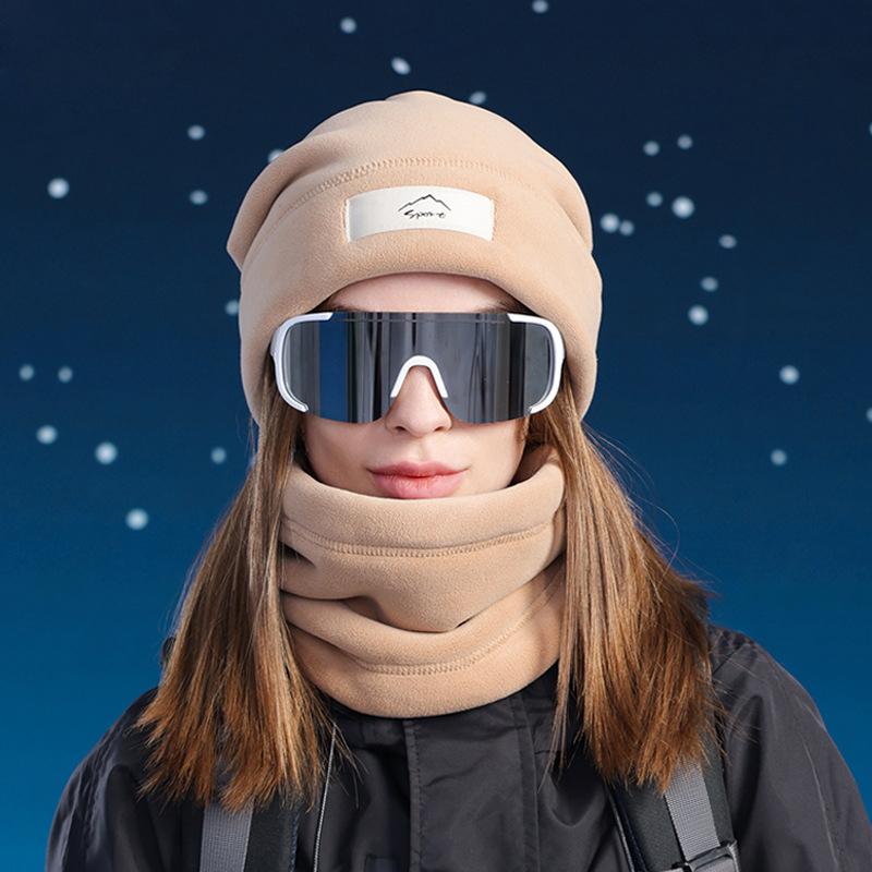 Winter Hat Scarf Suit Velvet Warm Ear Protection Cap Men Women Outdoor Cycling Coldproof Cap